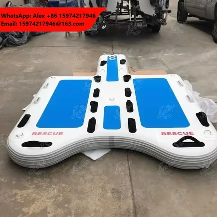 GREEN Lightweight Portable Durable Water Safety Platform Custom Inflatable Rescue Board Dock For Boat