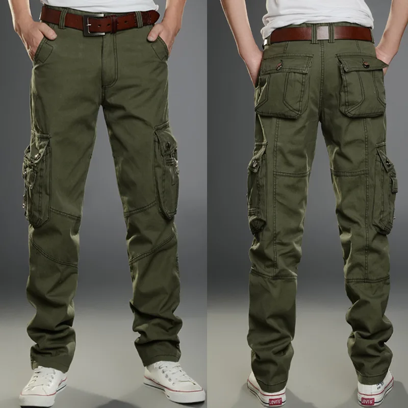 Pantalones casuales con múltiples bolsillos para hombre, chándal táctico militar, pantalones Cargo al aire libre para senderismo, sudadera de Trekking, pantalones de algodón para hombre