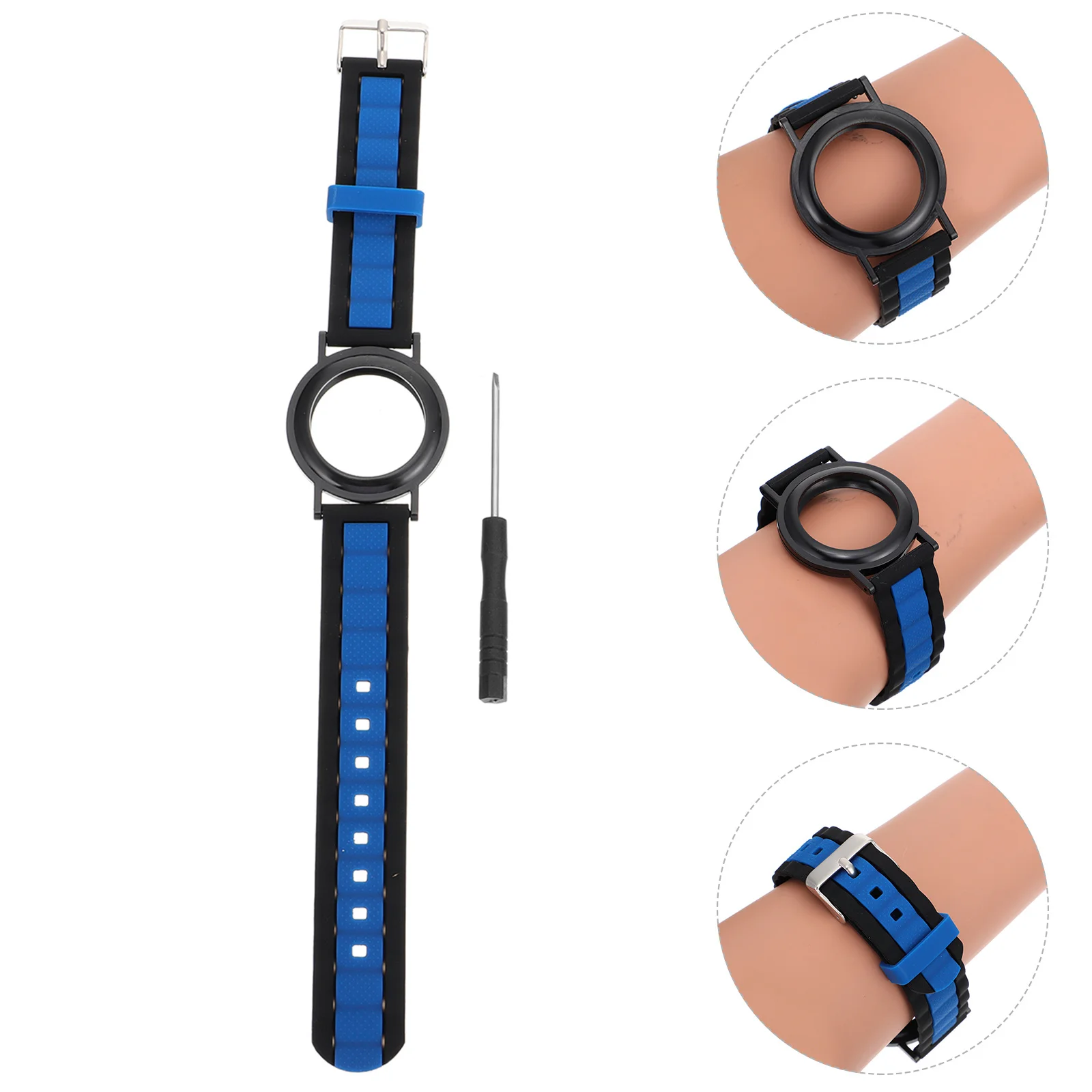 

Soft Skin-Friendly Sweat-Proof Watch Band Secure Strap For Elderly Compatible With Airtag Full Protection Silicone