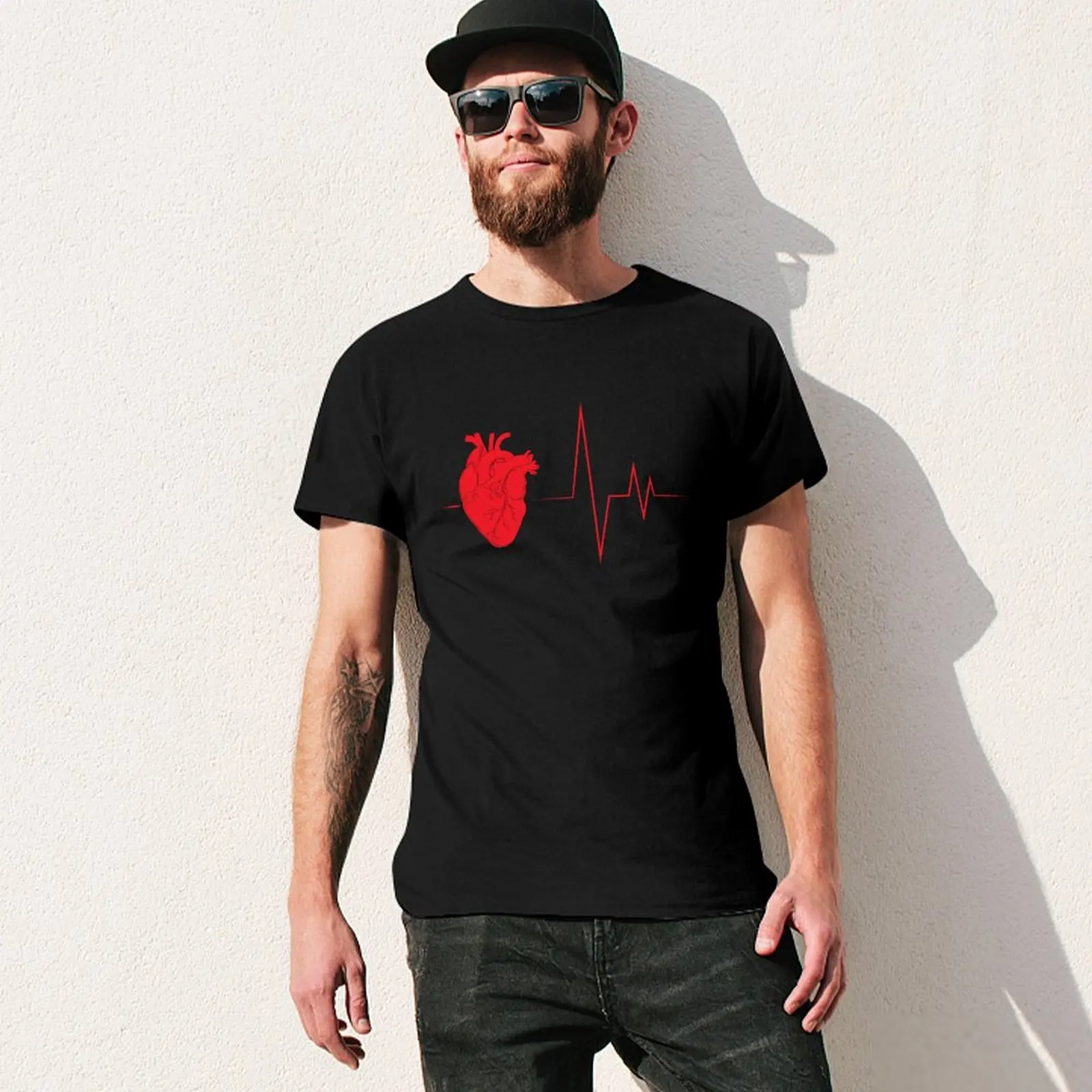 Labeled Anatomical Heart T-Shirt oversize t-shirts man T-shirts man clothing for men