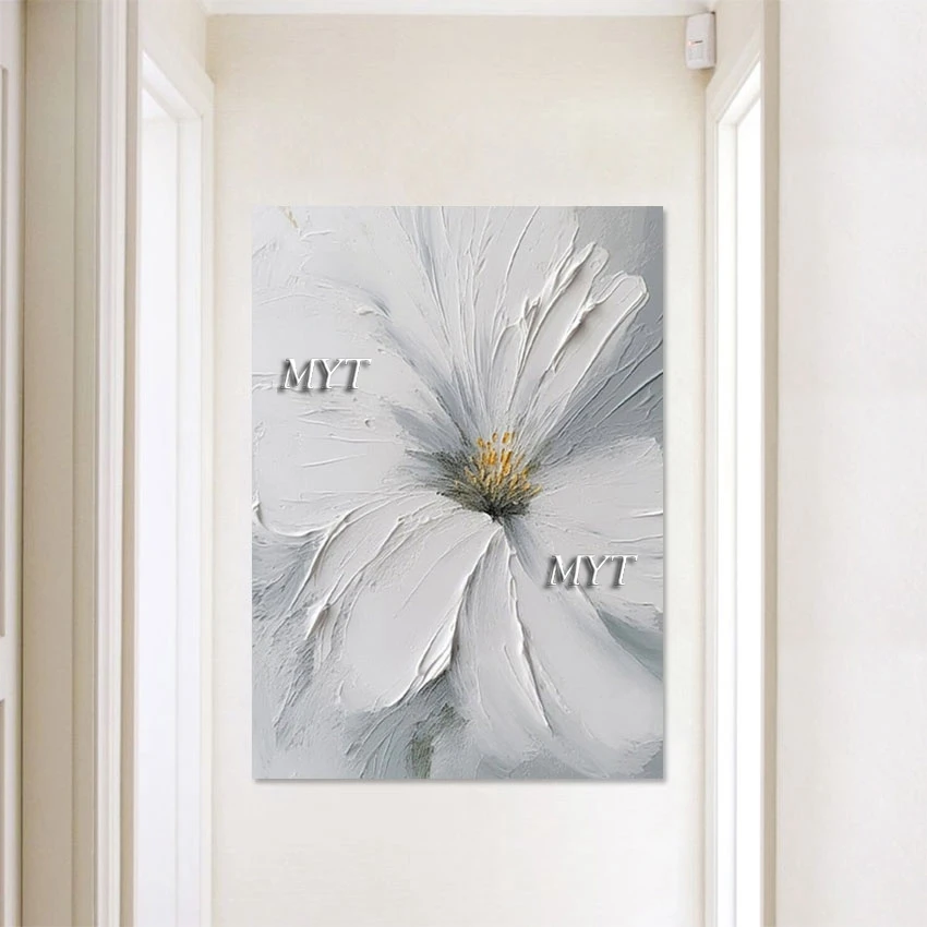 

Белая плотная текстура простой дизайн абстрактная картина маслом цветы холст искусство акриловая Настенная картина для спальни украшение для дома