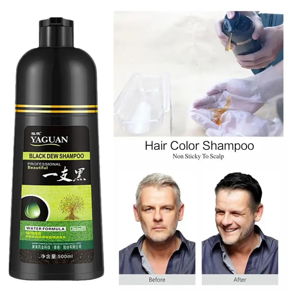 

Black Instant Hair Color Shampoo For Gray Hair 500ml Long Lasting Herbal Shampoo Water Formula Non-Stick Scalp Hair Shampoo Y4I2