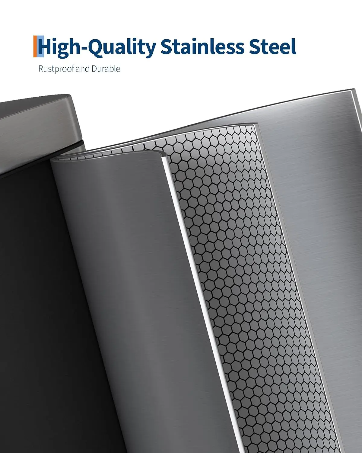 50 L Stainless Steel Trash Can Toilet Side Garbage Can with Lid Kitchen Odorproof Trash Bin Covered Trash Can Wastepaper Basket