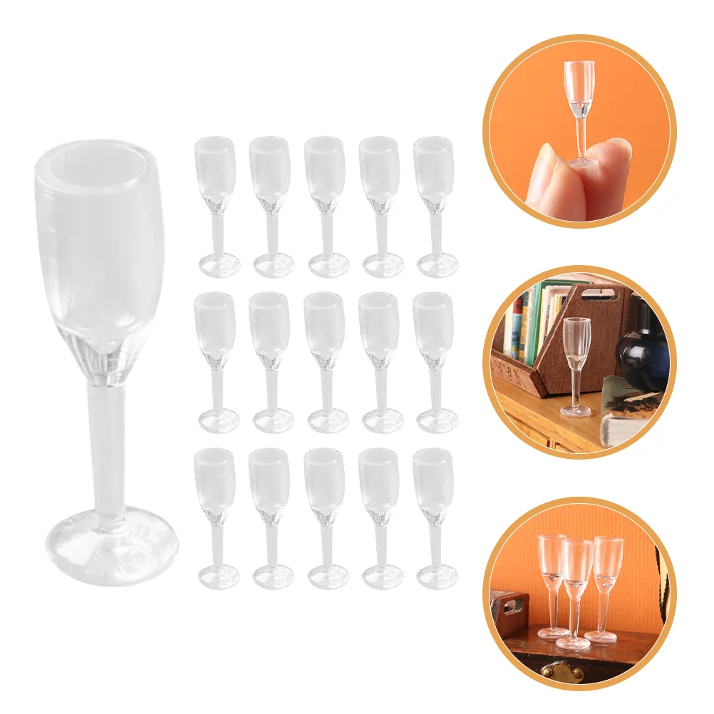 20 Pcs House Cocktail Cup Model Small Glasses Miniature Goblet Decoration Plastic