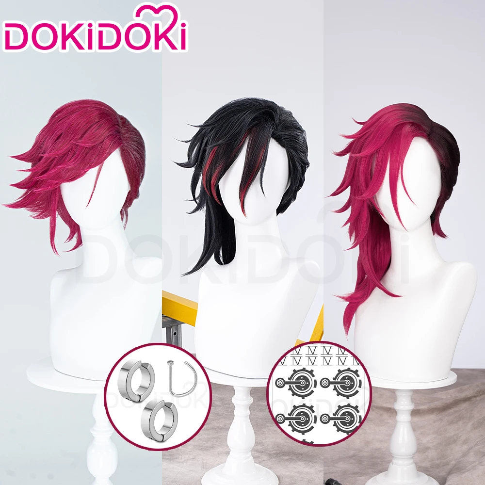 IN STOCK Vii Wig Game LOL Cosplay DokiDoki Women 45cm Black Red Gradient Hair Arcanee Season 2 Vii Cosplay Free Cap Wig