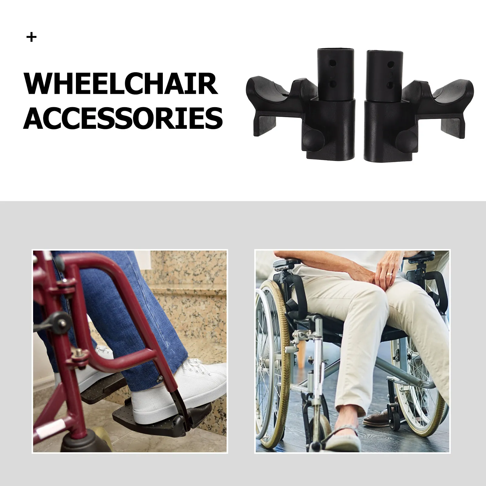 Electric wheelchair armrest latch for wheelchair users to keep armrest stable, silver plastic and metal bracket with screws