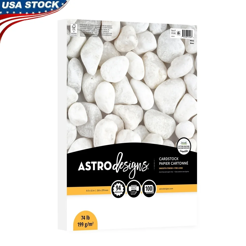 

Белый картон 8,5x11 дюймов, 74 фунта, 199 Gsm, 100 листов, совместимый струйный лазерный принтер, режущий станок, ремесленные проекты
