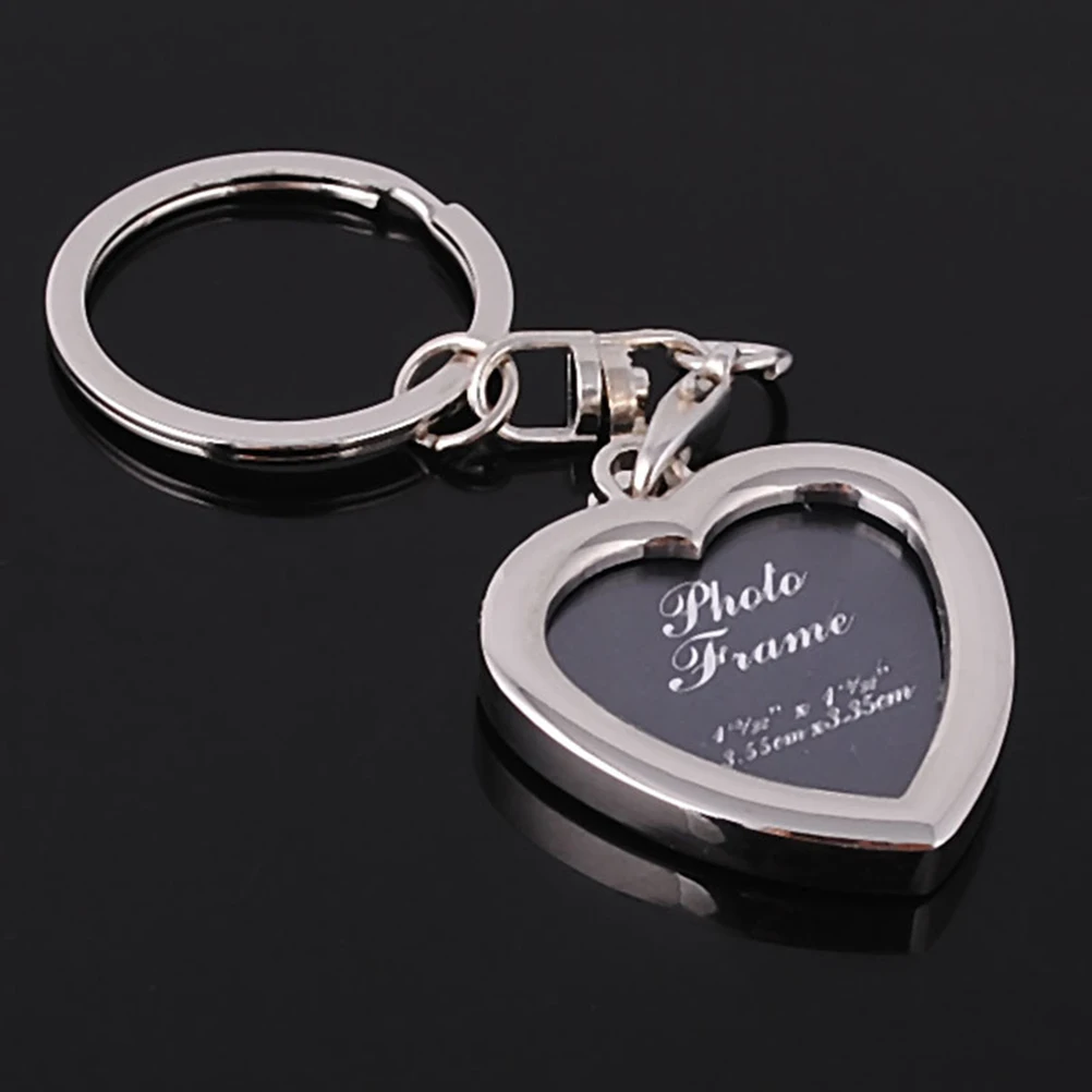 1PCS Stainless Steel Love Heart Blank DIY Insert Photo Picture Frame Split Keyring Key Ring Keychain Snap-in Photo Keyholder