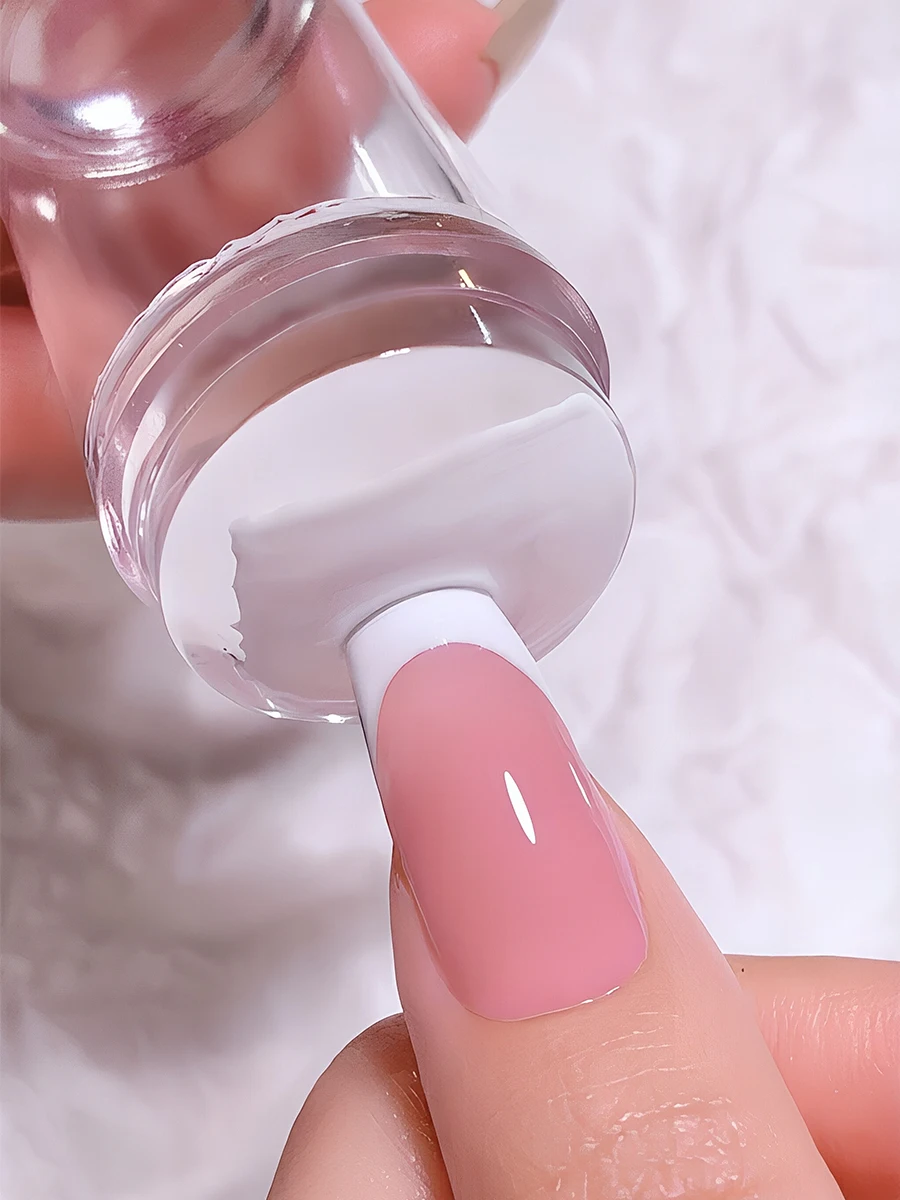 French Nail Art Stamper Silicone Curved Stamping Tool Template Transparent Head for Nail Design Transfer Reusable Easy to Clean