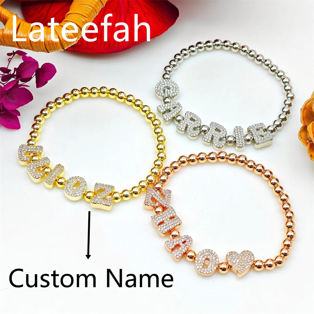 

Lateefah Sliding Bead Single Hole English 26 Letters Diamond DIY Customized Unisex Bracelet