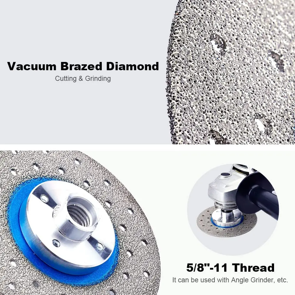 1pc 115mm 다이아몬드 진공 브레이징 조각 톱 조각 블레이드 이동식 5/8 "-11 플랜지 그라인딩 디스크 콘크리트 세라믹 타일 커터
