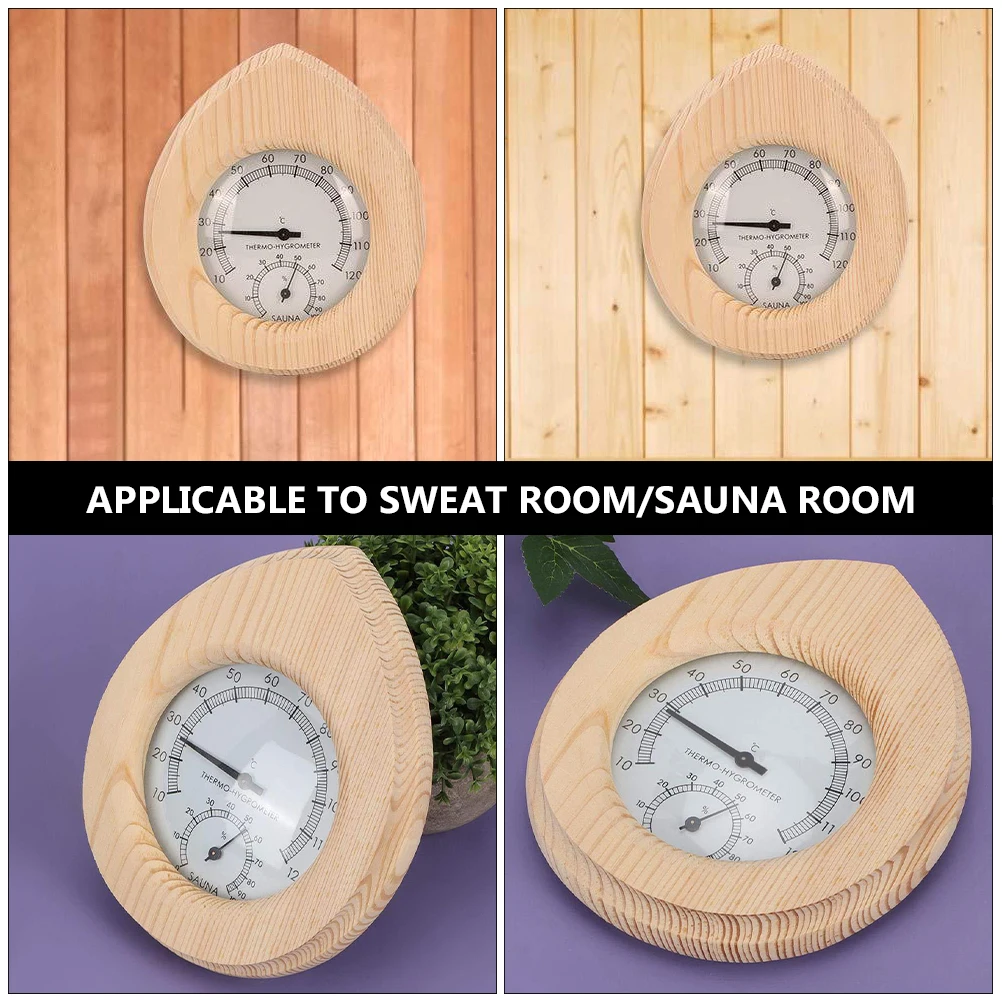 

1pc Wooden Hygrometer Thermometer Set Explosion-Proof Sauna Humidity Temperature Meter Black Pointer Easy Read Decorative
