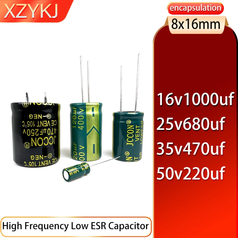 

16v1000uf 25v680uf 35v470uf 50v220uf 8x16 20PCS High frequency low resistance electrolytic capacitor