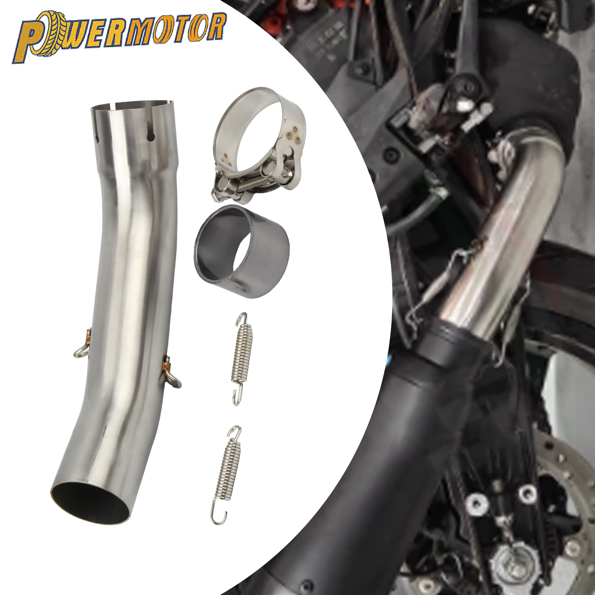 

Motorcycle 51mm Exhaust Mid Link Pipe Connect Muffler Modified For KTM DUKE 125 250 390 Adventure RC390 2020 2021 2022 2023