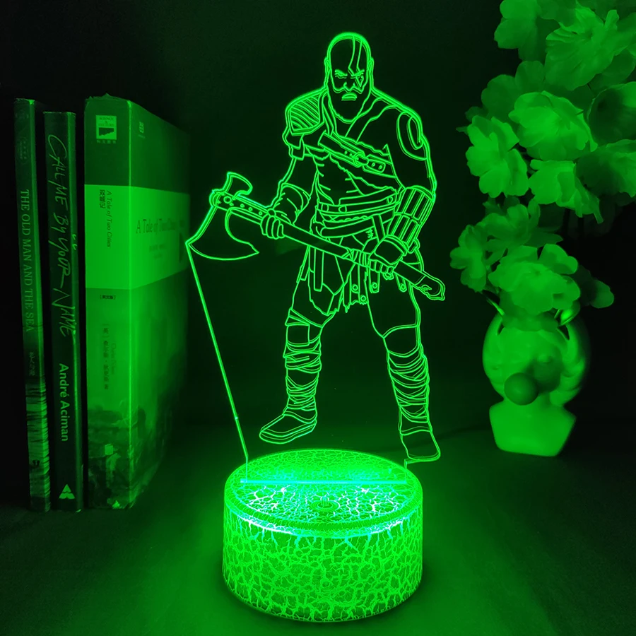 Game God Of War 4 Kratos 3D LED Neon Night Light Bedroom Bedside Decoration Birthday Gift for Friend God Of War 4 Fans Lava Lamp