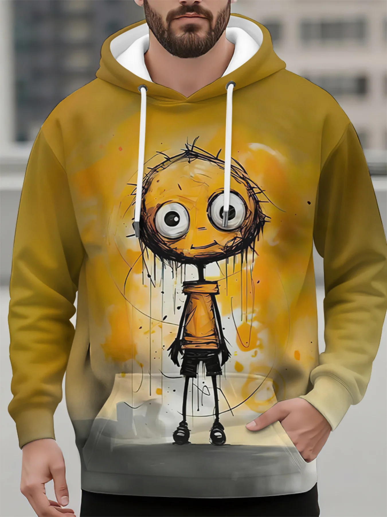

Funny Monster Printed Hoodie For Men Cartoon Pattern Long Sleeve Pullover Autumn And Winter Casual Sweatshirt Street Y2k Clothes