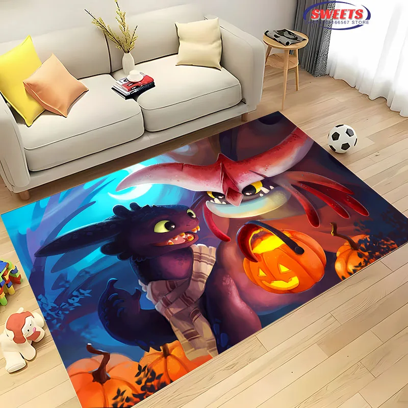 Cartoon How To Train Dragon Carpet,Toothless Living Room Bedroom Bed Mat, Comfortable Non-slip Durable Rug, Machine Washable Rug