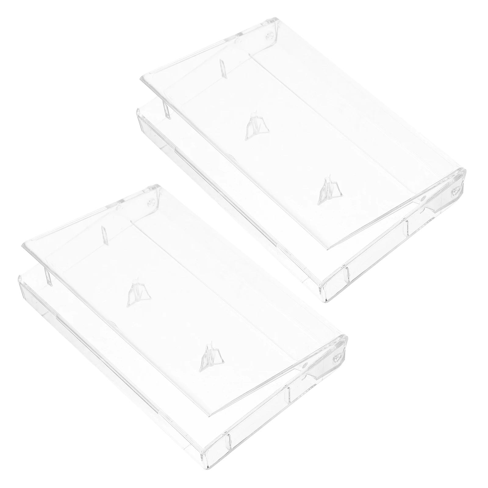 

2pcs Cassette Storage Boxes Clear Plastic Tape Holders Durable Dustproof Transparent Compact Fits Shelves