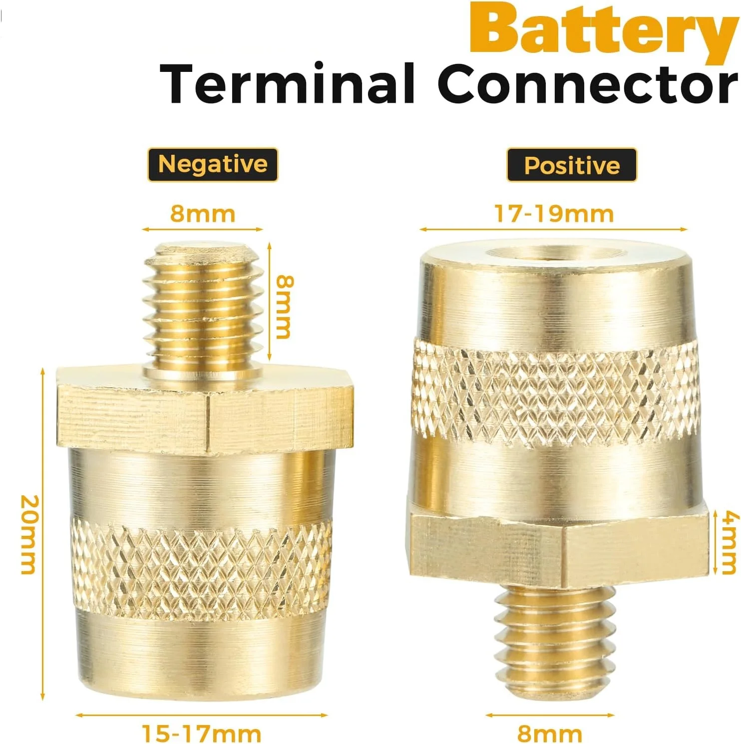 2pcs Battery Terminal Connector M8 Thread Male Brass Side Post Battery Terminal Charging Posts for GM Post