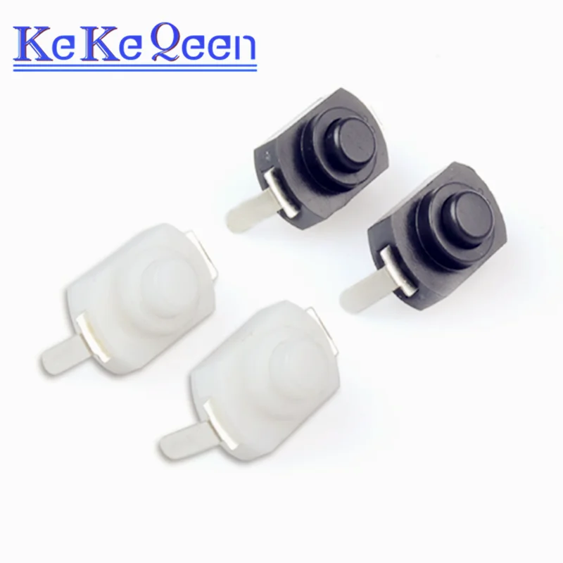 100PCS/LOT 12*8MM DC 30V 1A Black and White On Off Self locking Mini Push Button Switch for Electric Torch 1208YD 1288BM