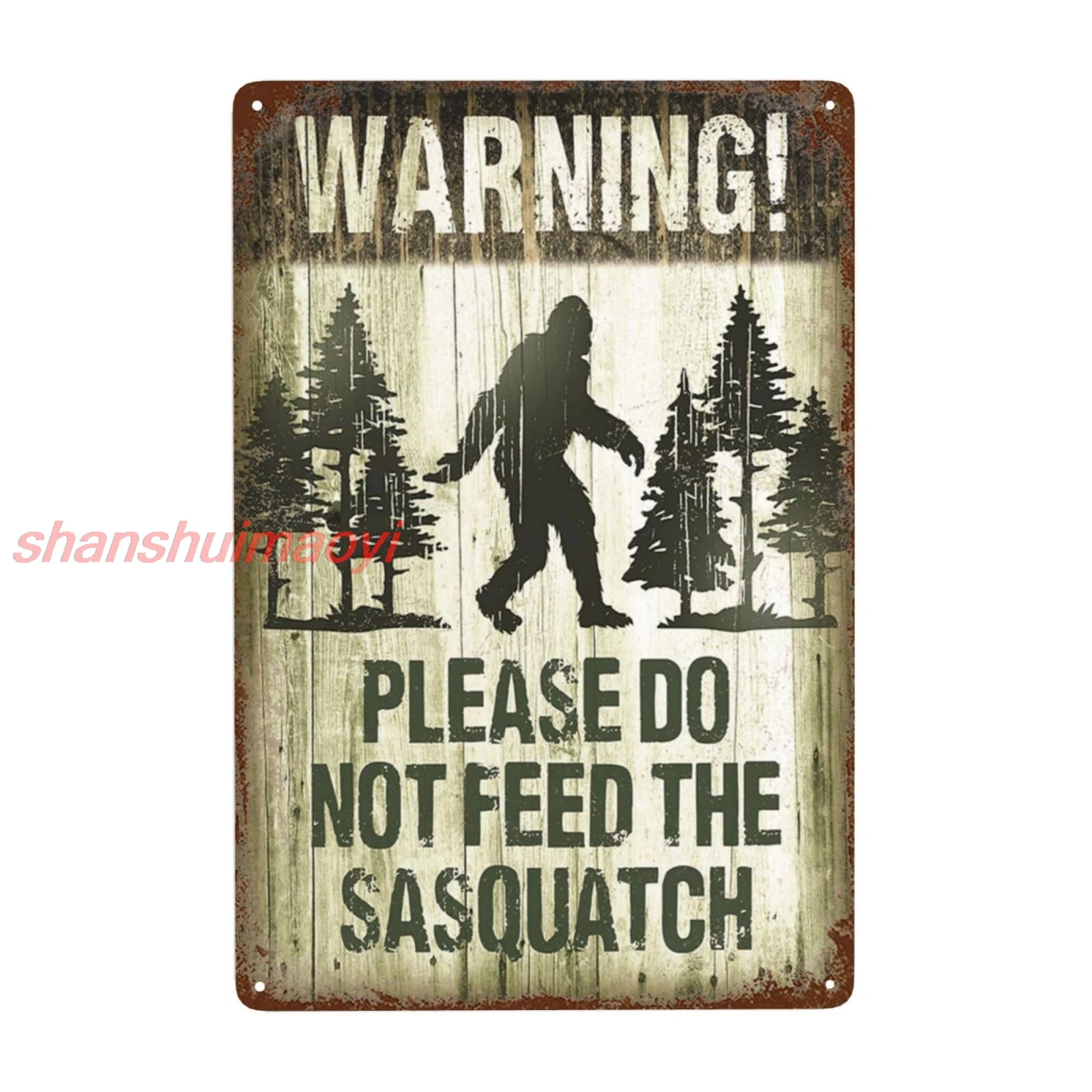 Bugana Warning, Please Do Not Feed The Sasquatch Vintage Metal Sign, Retro Tin Sign Big Foot Posters Gifts for Outdoor Stre HAI