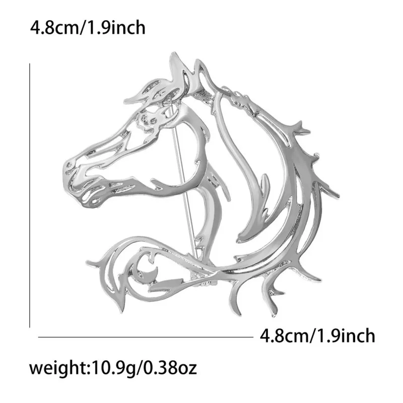 Alloy Hollow Horse Head Brooches Chinese New Year Gift Creative Brooch Pins Zodiac Horse Brooches Gift Jewelry Accessories