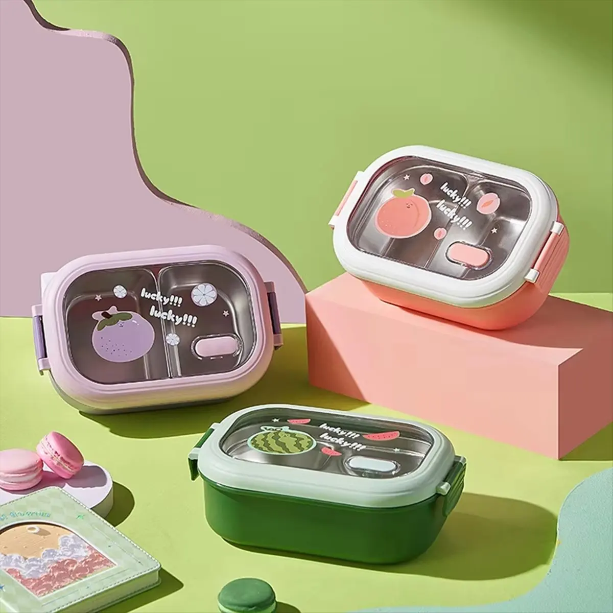 AT54 Children'S Lunch Box Children'S Sealed & Lovely Portable Food Containers Heatable Lunch Box Pink view 2