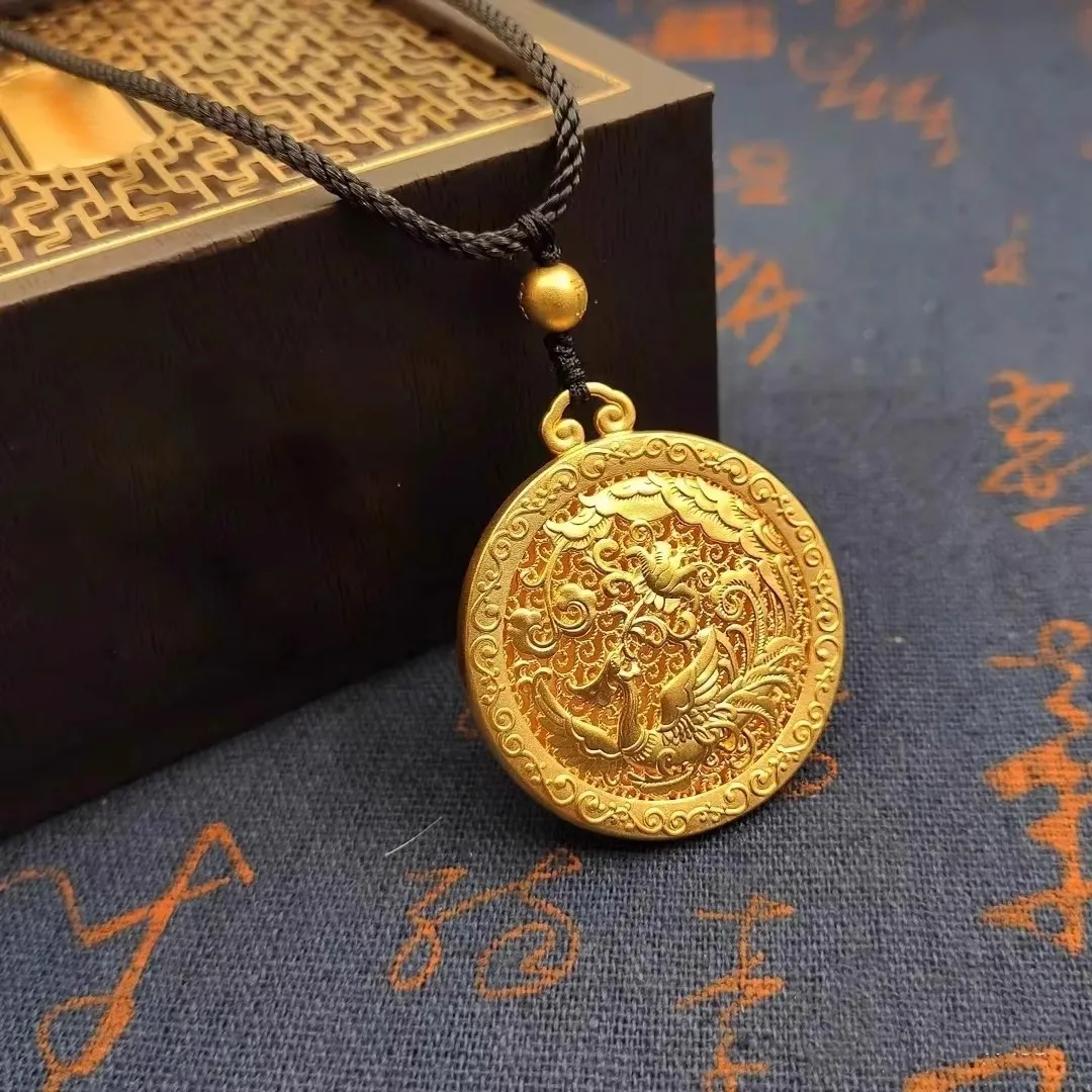 Luxury 24K 9999 Pure Gold real gold Jindian Women's Phoenix Tree Tree Pendant Necklace