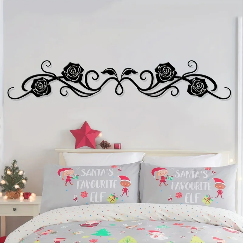 A Metal Rose Decoration Scroll Wall Decoration, Black Metal Wall Decoration, Antique Metal Rose Wall Decoration