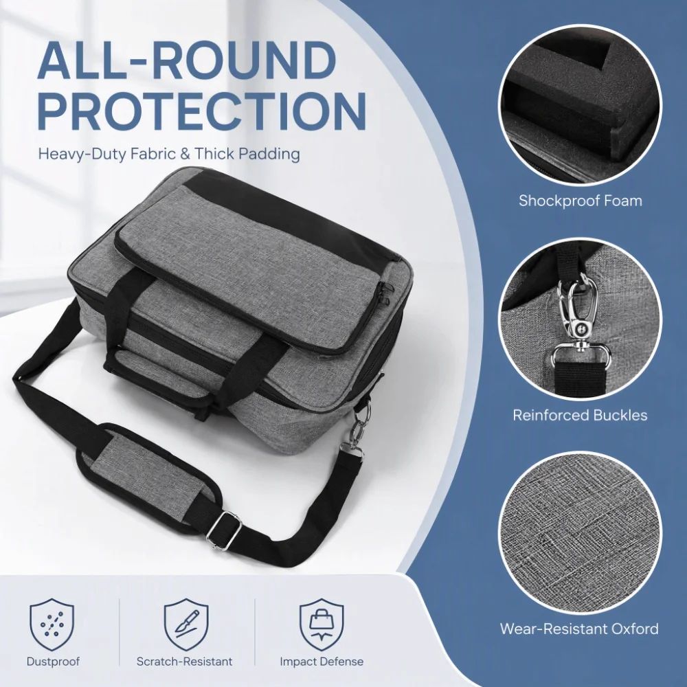 Portable Adjustable Projector Carrying Bag Multiple Storage Pockets Grey Projector Travel Case Projector Storage Case Projectors