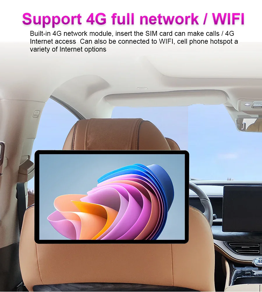 شاشة مسند رأس للسيارة مقاس 15.6 بوصة 4G Android 11 كمبيوتر لوحي WIFI HD 1080P/Bluetooth/HDMI/Mirror Link/Miracas 3G+32GB APP Dolowd Monitor