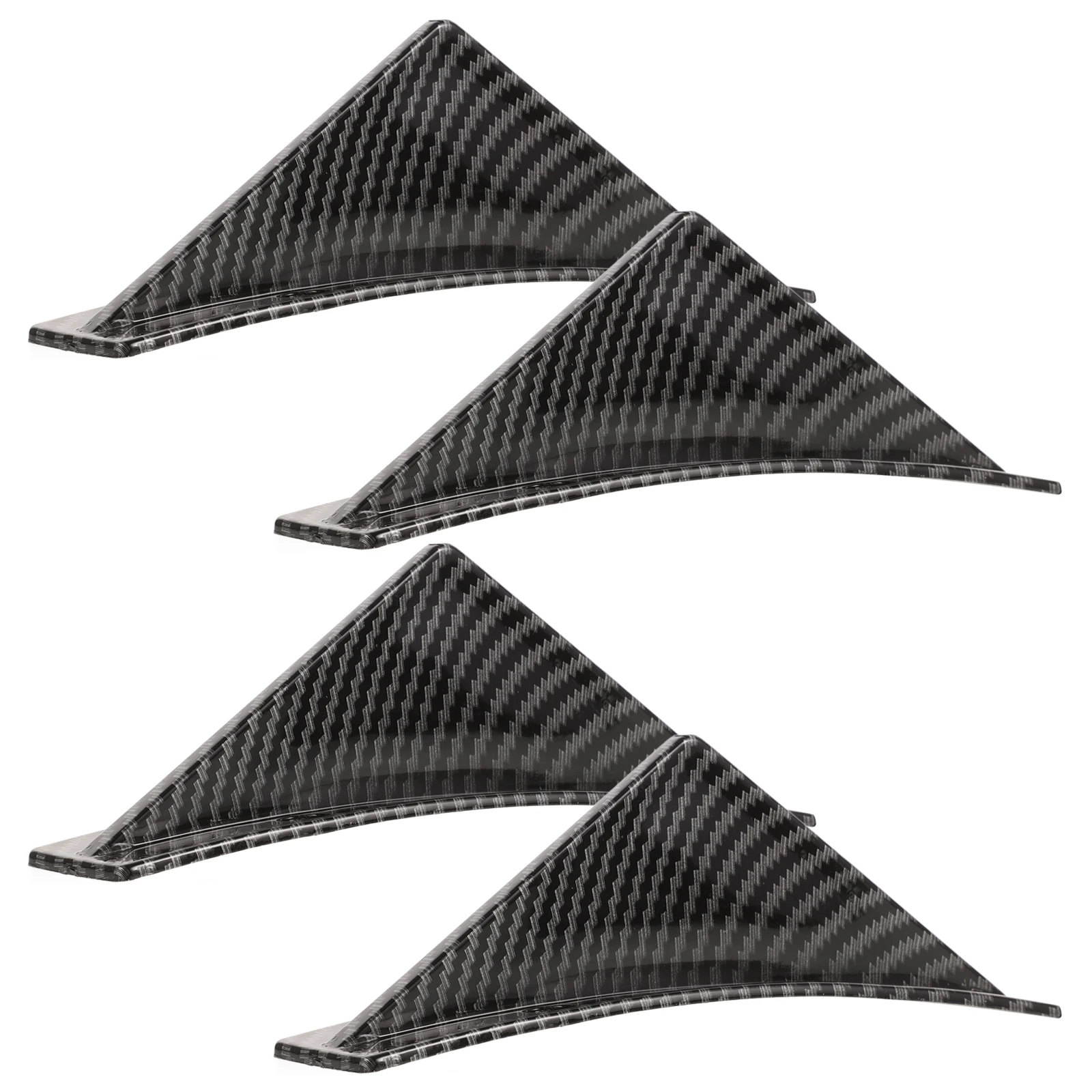 

4pcs Universal Carbon Fiber Bumper Diffuser Wing Trim Set Black Lightweight Wind Resistance Reduction Sporty Design Easy