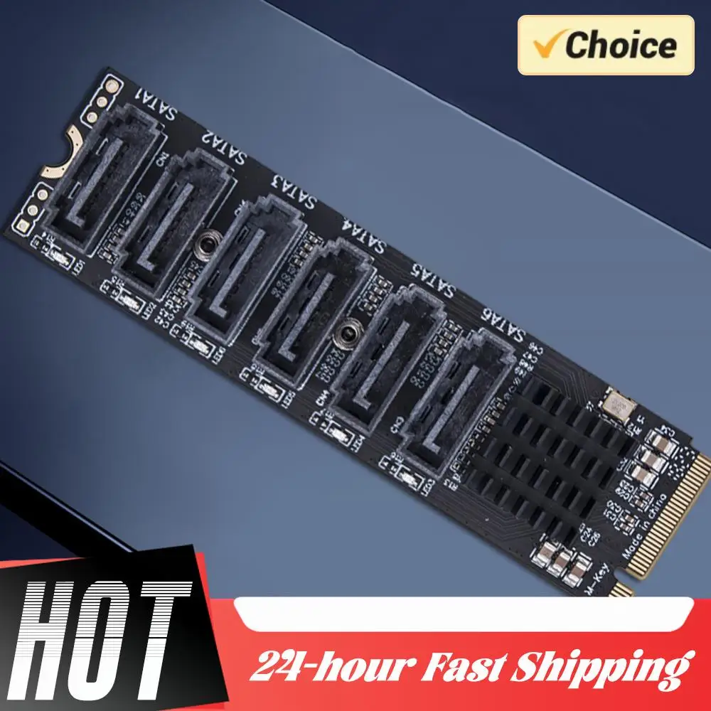 

M.2 MKEY PCI-E Riser Card 5/6 Port Adapter Card M.2 To SATA 3.0 Converter NVME To SATA SATA3.0 Adapter 6Gpbs Support PM Function