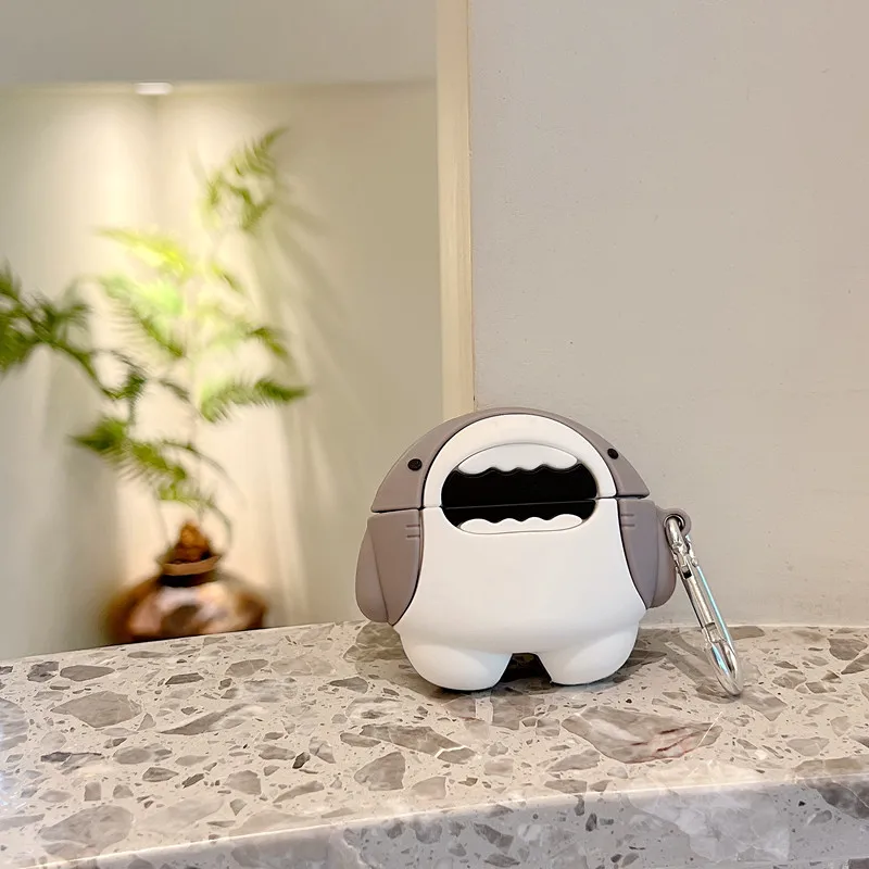 Funda de silicona blanda con dibujos de tiburón para OPPO Enco Free 2, cubierta de auriculares inalámbricos con Bluetooth para OPPO Enco, estuche de carga gratis 2