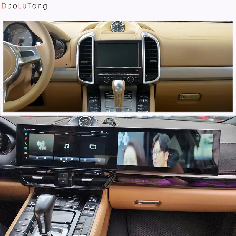 Auto-Multimedia-Video-Player mit zwei 12,3 Bildschirmen für Porsche Cayenne 2010–2015, Android 13, Auto-Radio, GPS-Navigation, Carplay