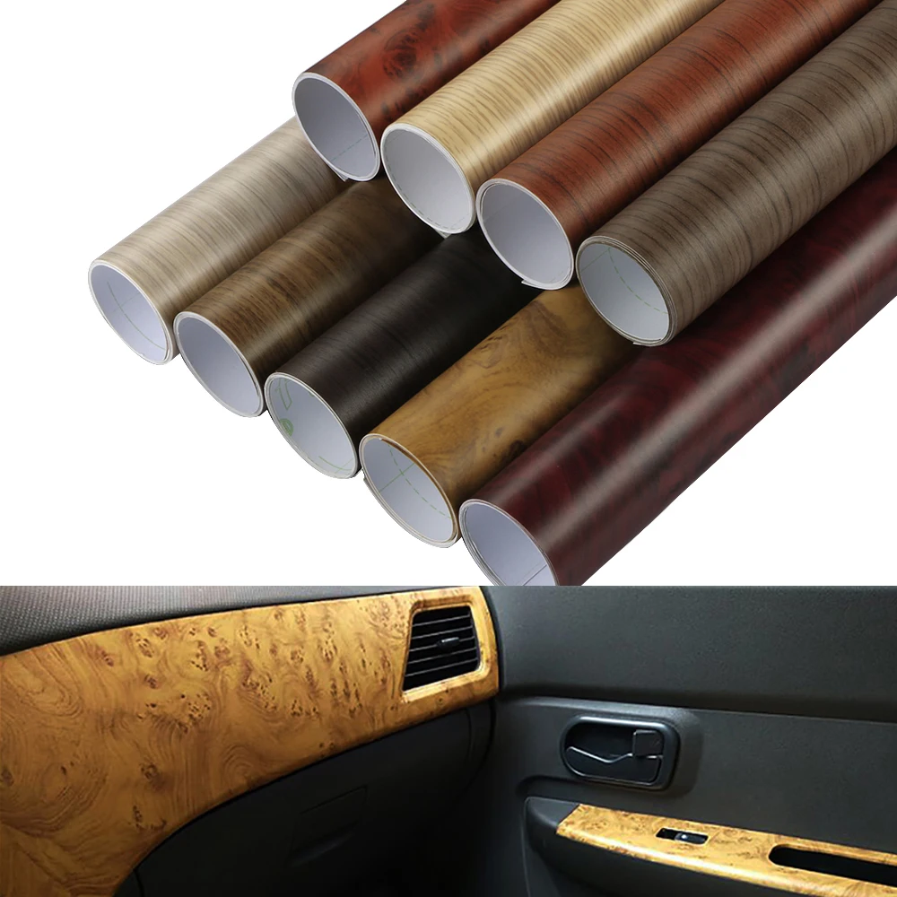 30*100cm Wood Grain PVC Sticker Wood Texture Film Styling Wrap Wrapping Interior Decoration Wood Vinyl Sticker Car Accessories