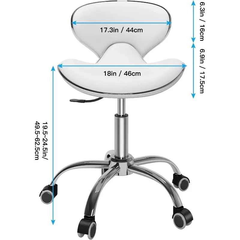 Adjustable Rolling Stool with Backrest Spa Bar Salon Stool Chair with Wheels Salon De Belleza Mobiliario Salon Furniture