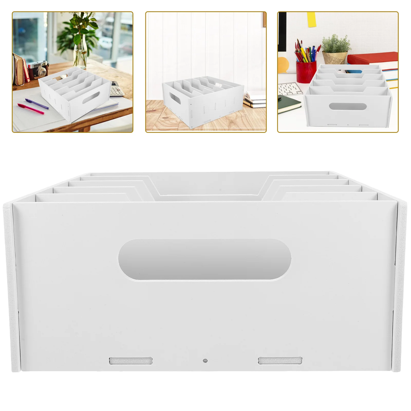 

Desktop File Organizer Multi Grid Cash Box for Office Retail Counter Cashier Storage Solution Money Tray Insert