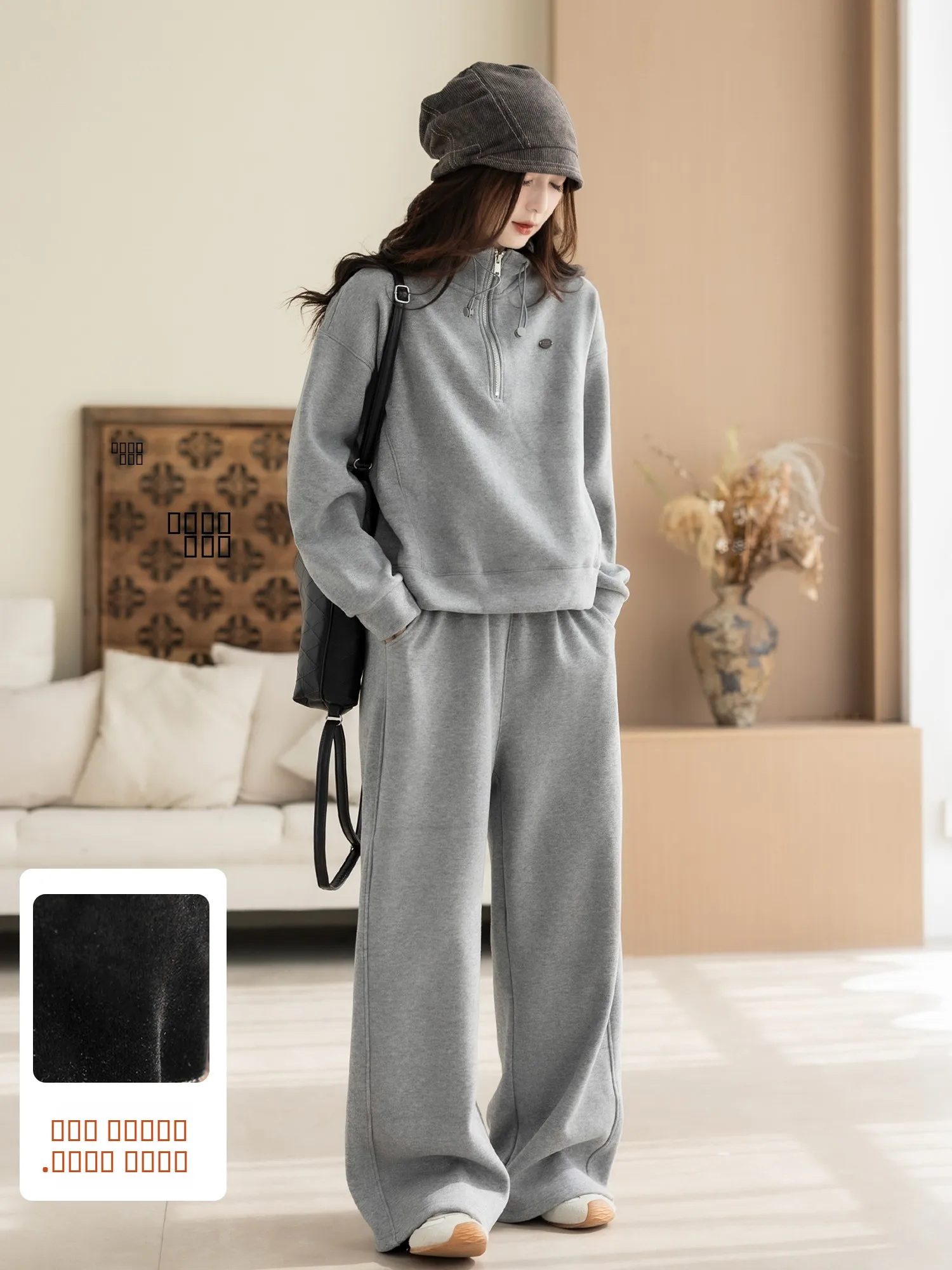 

Женский комплект Kyu: утепленная толстовка и брюки на флисовой подкладке для осени и зимы, для дома, обеспечивающий полное тепло