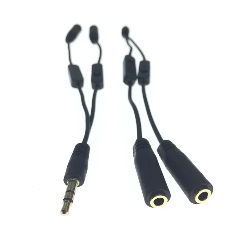 Répartiteur Jack 3.5 mâle vers 2 femelles, câble audio stéréo 3.5mm, adaptateur Y, contrôle du volume, sauna, téléphone, câble AUX