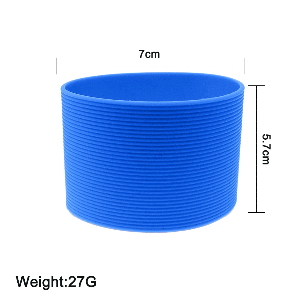 1Pc 27G 7cm 16 Colour Soft Silicone Heat Insulated Cup Sleeve Antiskid Grain Stripes Non-slip Wraps Glass Odorless Anti Slip