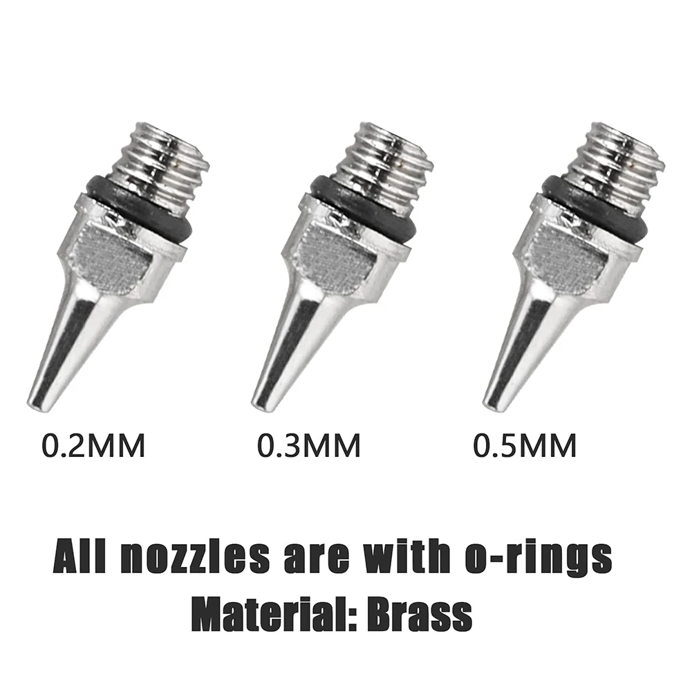 Airbrush Nozzle Needle Cap 0.2mm 0.3mm 0.5mm Replacement Accessories Parts with Wrench for AirBrush Spray Gun Kit