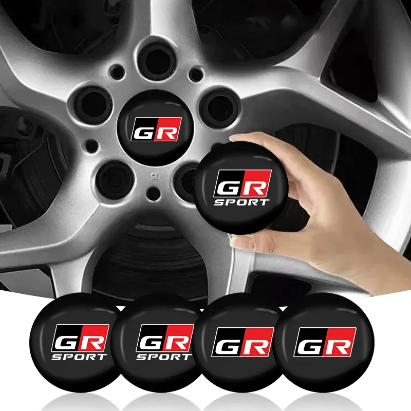 

4Pc Aluminum Metal Emblem Car Wheel Center Hub Caps Sticker Badge ﻿for Toyota GR Sport Corolla C-HR RAV4 Yaris Camry Prado Prius