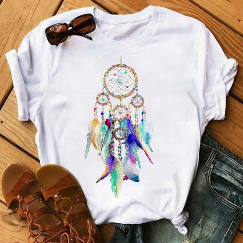 

Funny Women T-shirts Dream Catcher Printed Tshirt Harajuku 90s Ulzzang Girls T Shirt Summer Fashion Short Sleeved Tshirt tops