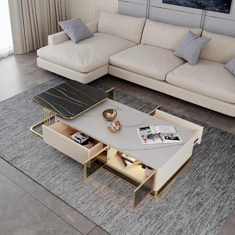 ！@Simple Modern Light Luxury STONE TV Cabinet Coffee Table SETS Combination for Small Large Apartments LIVING ROOM
