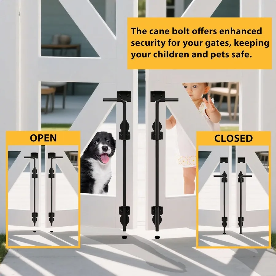 مسامير قصب شديدة التحمل مقاس 24 بوصة للبوابات مع مسحوق أسود مقاوم للصدأ، قضيب قطرة لبوابات أسوار الفينيل الخشبية والبلاستيكية