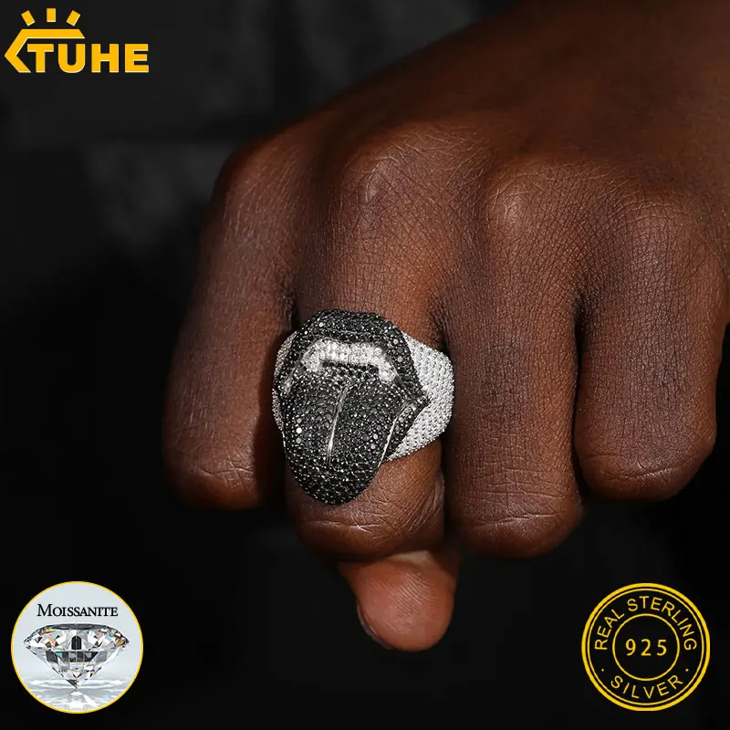 

Кольца унисекс TUHE Iced Out 8, полные кольца из серебра S925 VVS1, муассанит для мужчин, ювелирные изделия в стиле хип-хоп