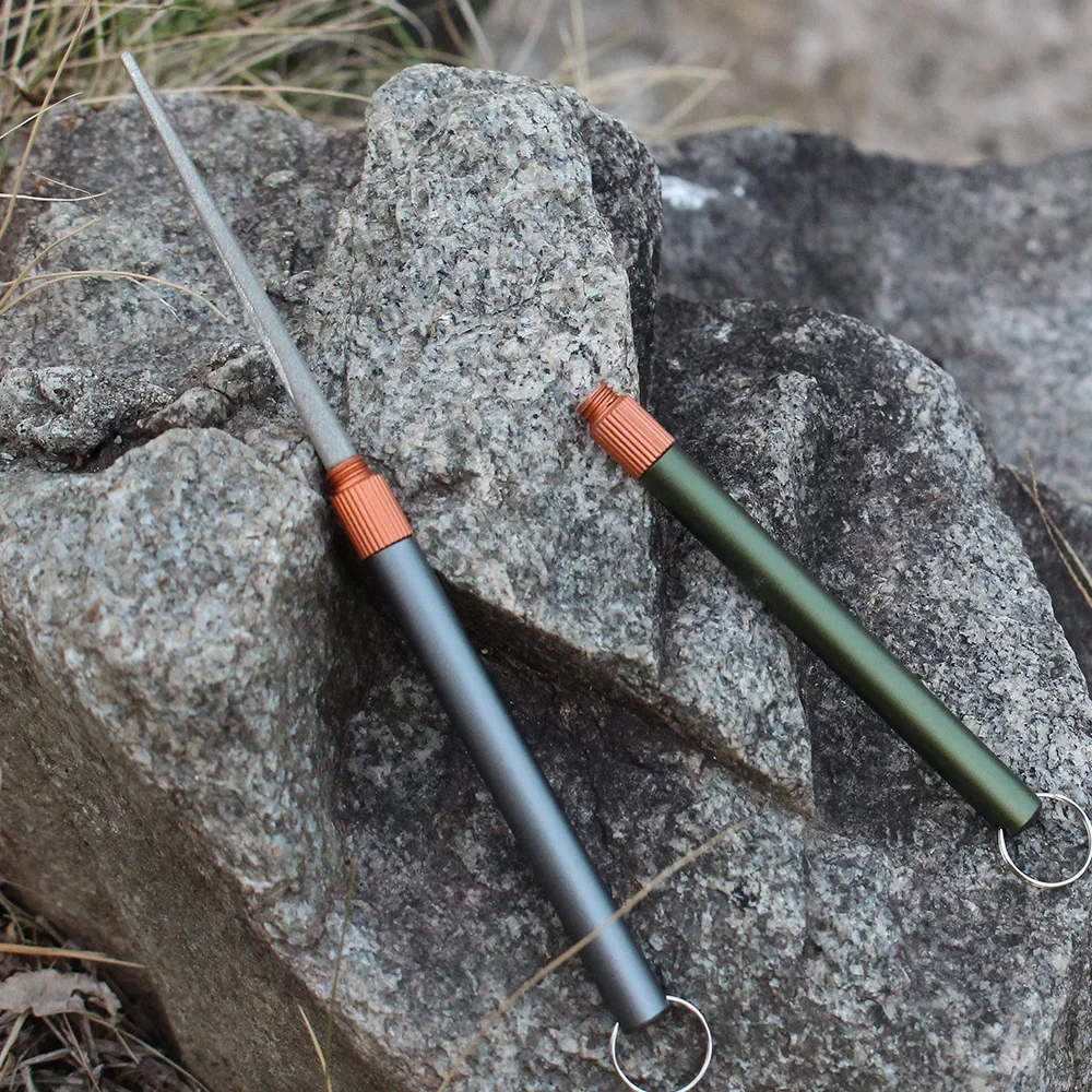 1PCS Matte Mini EDC Knife Sharpening Rod Stainless Steel Emery Plated Emery Is Not Easy To Wear Fishing Hook Sharpener