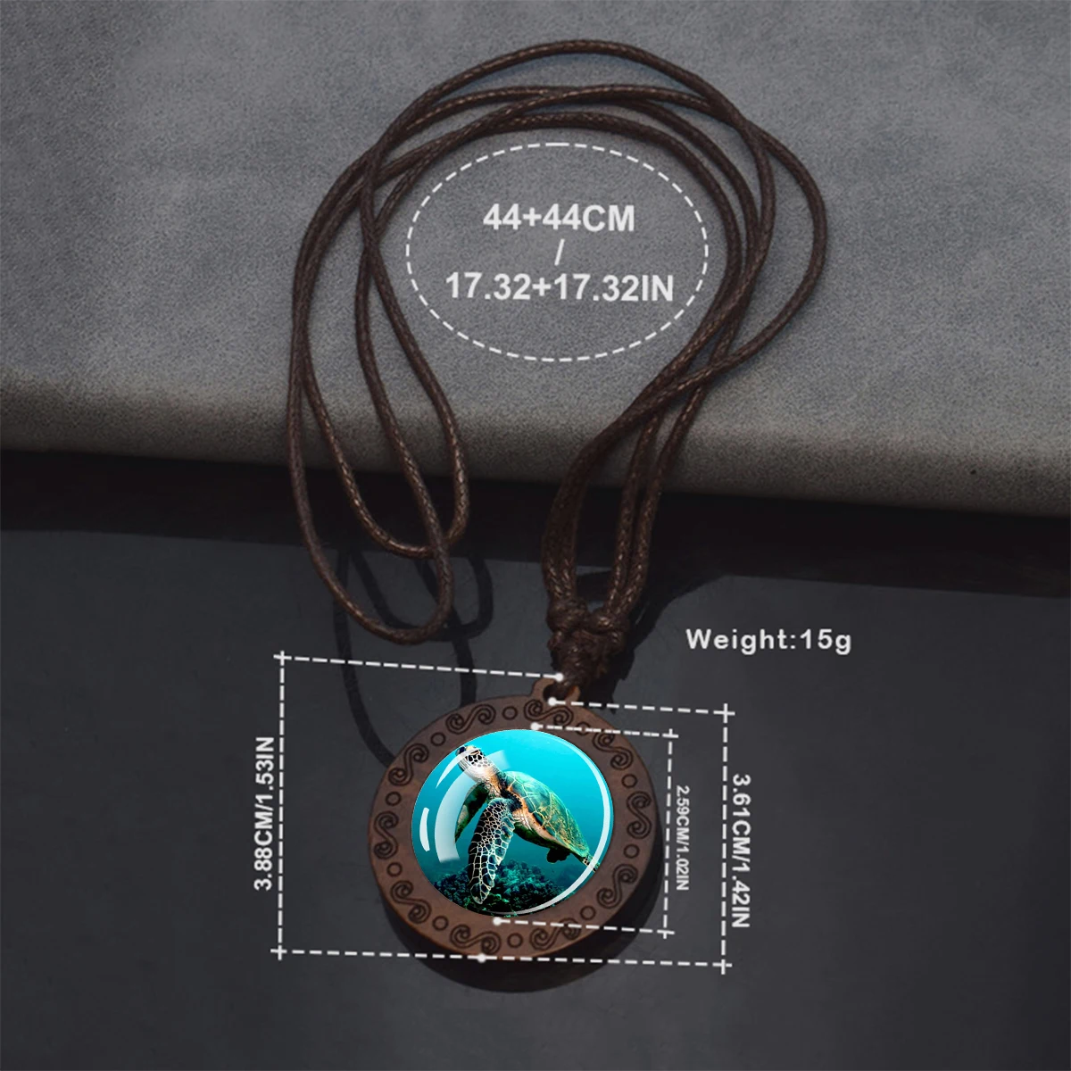 Turtles Dolphins Necklace Blue Sea Marine Animals Glass Dome Vintage Wooden Pendant Rope Chains Necklace Women Men Cute Jewelry