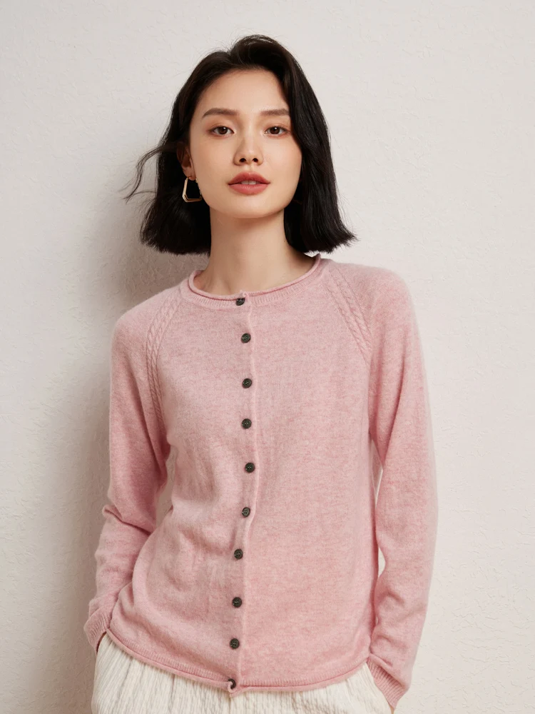 

2025New Women O-neck Cardigan 100% Cashmere Sweater Autumn Winter Long Sleeve Cardigan Soft Grace Luxury Cashmere Knitwear Tops